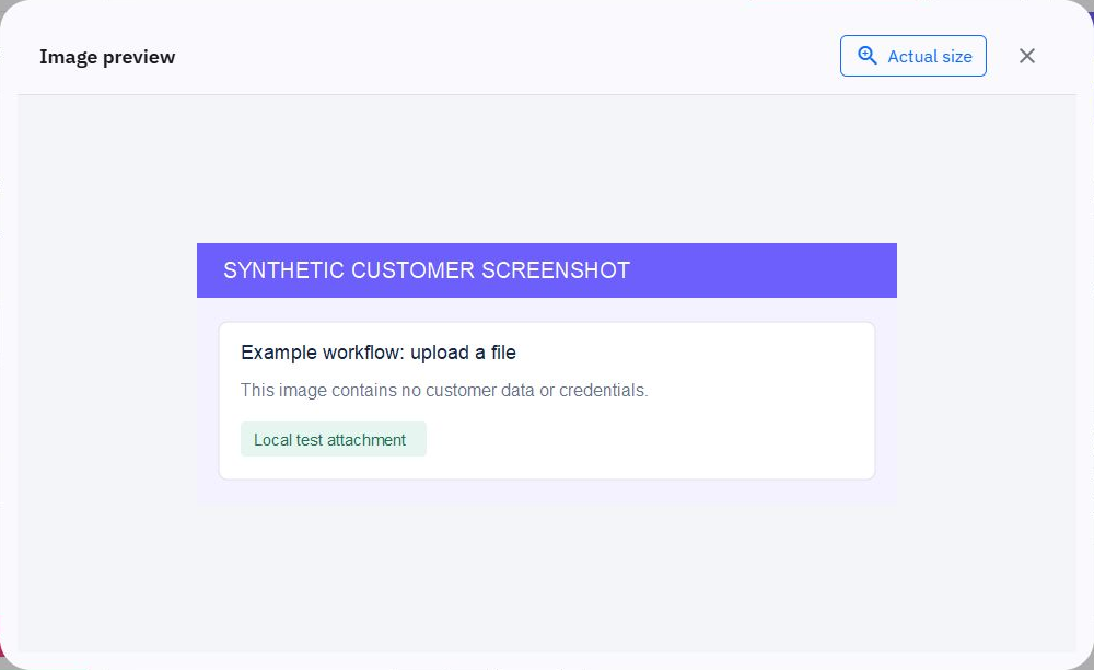 Customer screenshot opened from an Inbox attachment