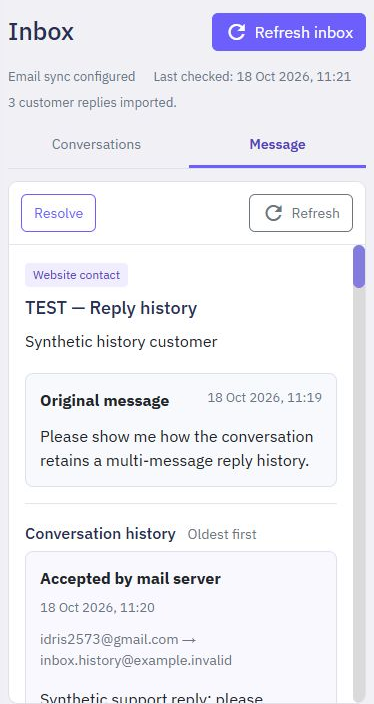 Phone conversation with separate message scrolling and conversation navigation
